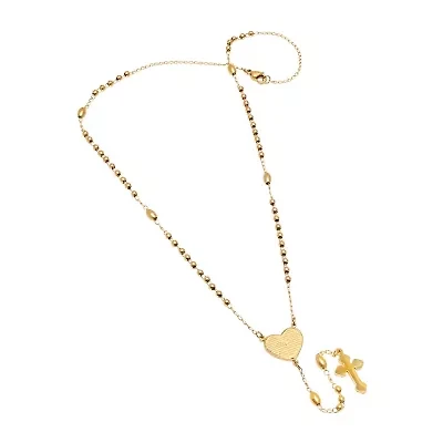 Steeltime Lord'S Prayer Medallion Mens 18 Inch Rosary Necklace