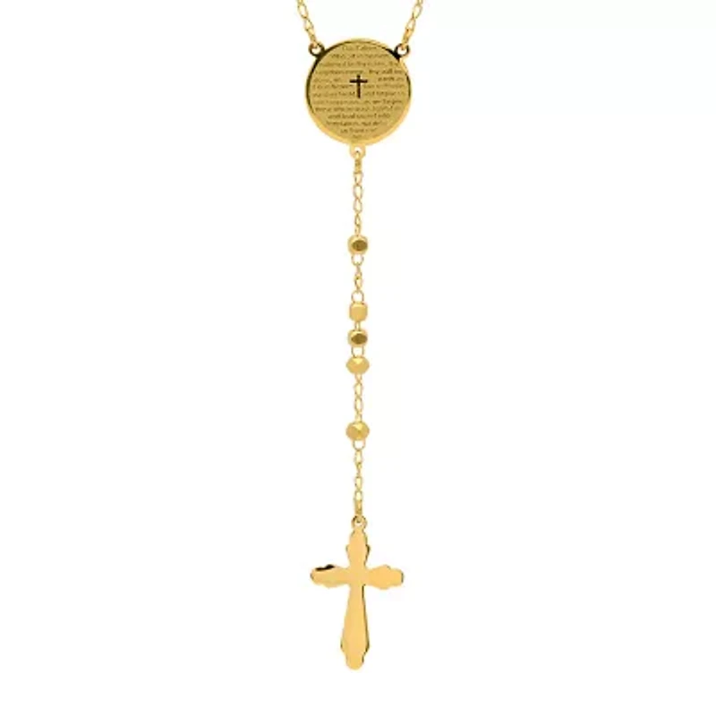 Steeltime Lord'S Prayer Medallion Mens 20 Inch Rosary Necklace