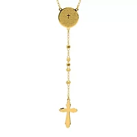 Steeltime Lord'S Prayer Medallion Mens 20 Inch Rosary Necklace
