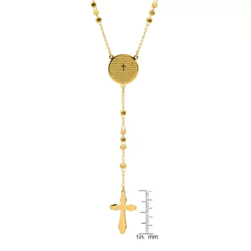 Steeltime Lord'S Prayer Medallion Mens 20 Inch Rosary Necklace