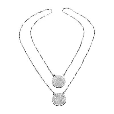 Steeltime Mens Stainless Steel 28 Inch Pendant Necklace