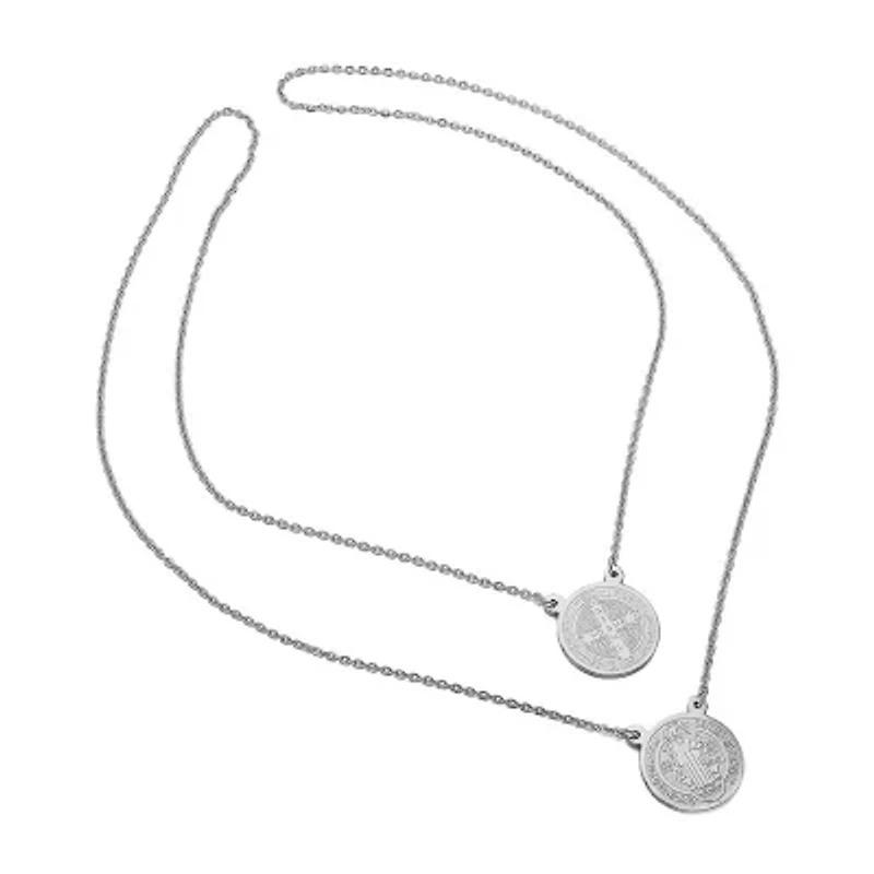 Steeltime Mens Stainless Steel 28 Inch Pendant Necklace