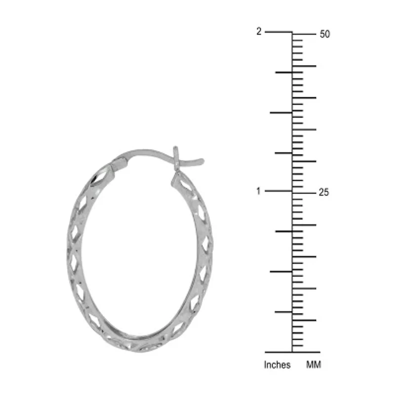 Womens Sterling Silver 31mm Round Hoop Earrings