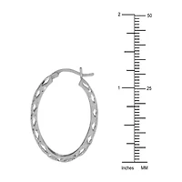 Womens Sterling Silver 31mm Round Hoop Earrings