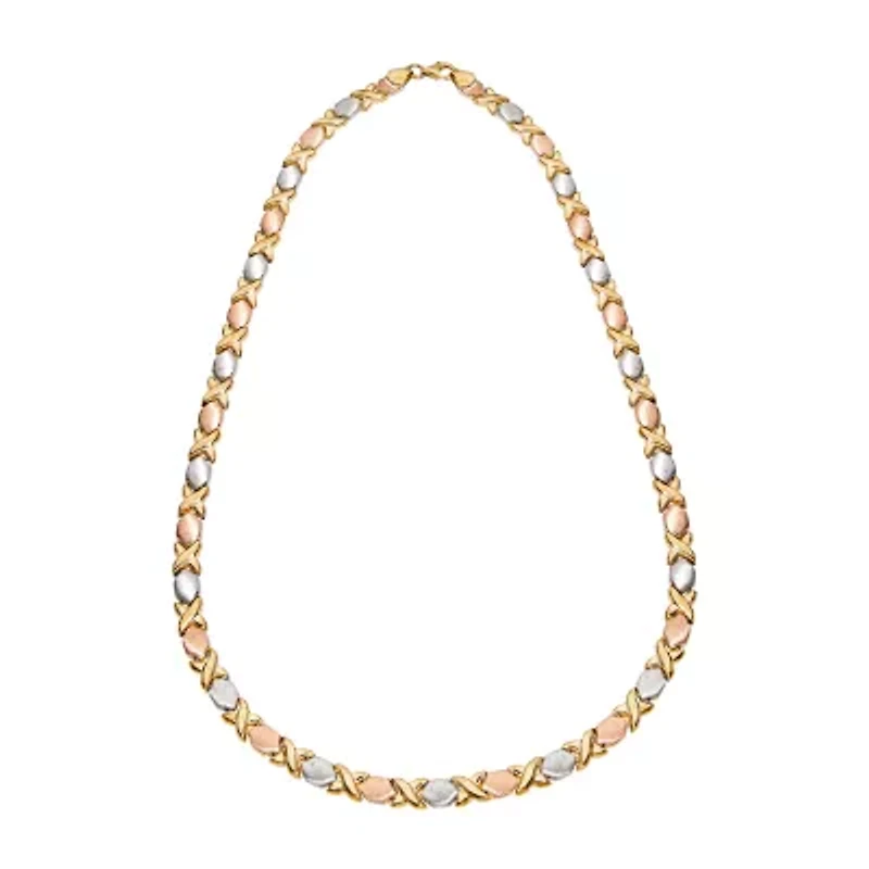 Womens 14K Tri-Color Gold Over Silver 18 Inch Tennis Necklace