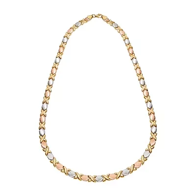 Womens 14K Tri-Color Gold Over Silver 18 Inch Tennis Necklace