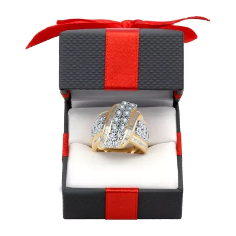Womens 1 CT. T.W. Natural White Diamond  Cocktail Ring Sterling Silver or 14K Gold Over