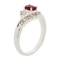 Sparkle Allure Womens Red Crystal Oval Hypoallergenic Bypass  Halo Engagement Ring