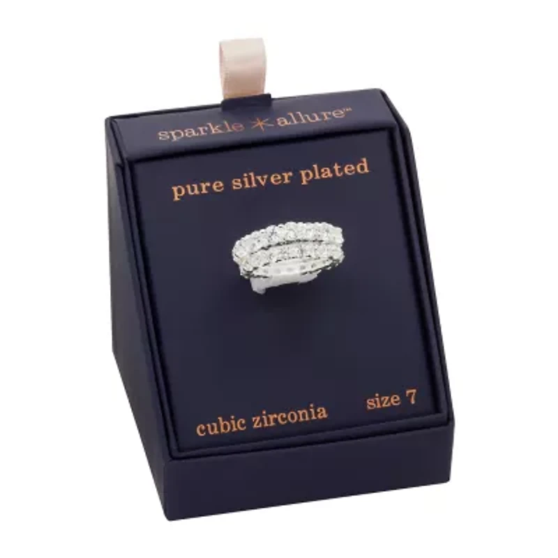 Sparkle Allure Womens White Cubic Zirconia Pure Silver Over Brass Hypoallergenic Bridal Set