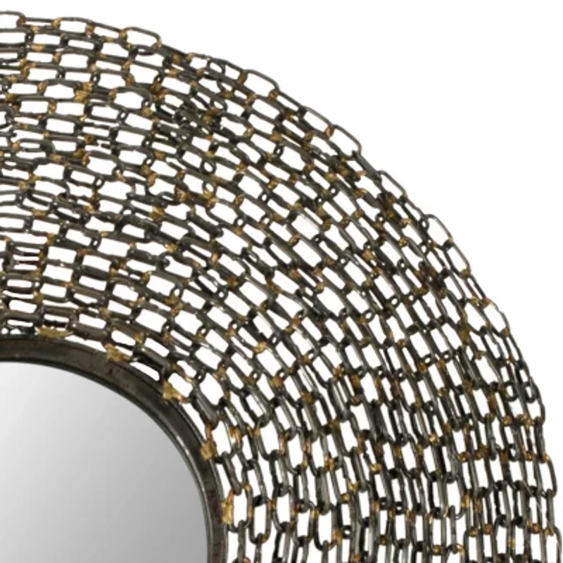 Safavieh Jeweled Chain Natural Wall Mount Round Wall Mirror