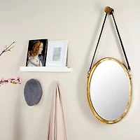 Safavieh Pembroke Strap Antique Gold Wall Mount Oval Wall Mirror
