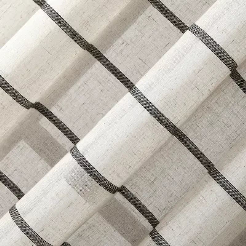 Clean Window Twill Stripe Anti-Dust Rod Pocket Sheer Single Curtain Panel