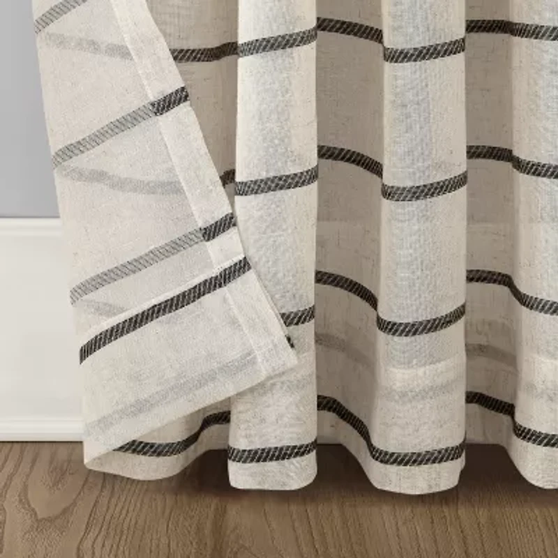 Clean Window Twill Stripe Anti-Dust Rod Pocket Sheer Single Curtain Panel