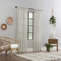 Clean Window Solid Anti-Dust Rod Pocket Sheer Single Curtain Panel