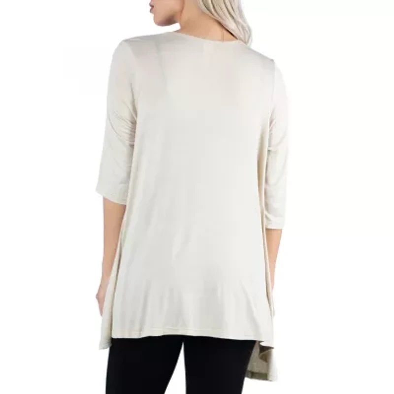 24/7 Comfort Apparel 3/4 Length Sleeve Open Cardigan