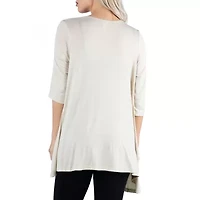 24/7 Comfort Apparel 3/4 Length Sleeve Open Cardigan