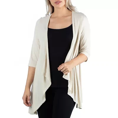 24/7 Comfort Apparel 3/4 Length Sleeve Open Cardigan