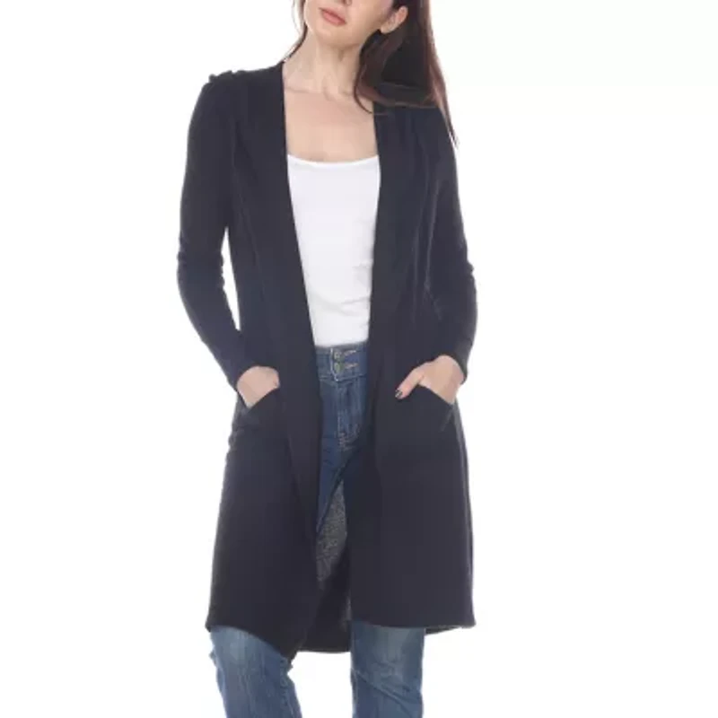 White Mark Womens Hooded Long Sleeve Open Front Cardigan