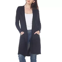 White Mark Womens Hooded Long Sleeve Open Front Cardigan