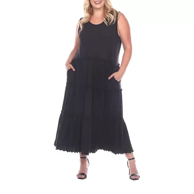 White Mark Womens Sleeveless Midi Plus Maxi Dress