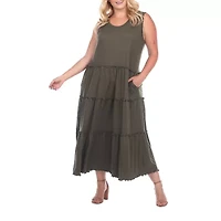 White Mark Womens Plus Sleeveless Midi Maxi Dress