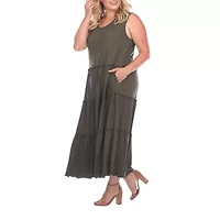 White Mark Womens Plus Sleeveless Midi Maxi Dress