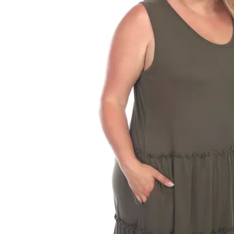 White Mark Womens Plus Sleeveless Midi Maxi Dress