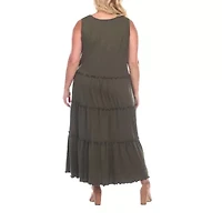White Mark Womens Plus Sleeveless Midi Maxi Dress