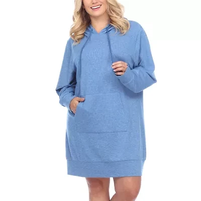 White Mark Womens-Plus Long Sleeve Sweatshirt Dress
