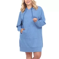 White Mark Womens-Plus Long Sleeve Sweatshirt Dress
