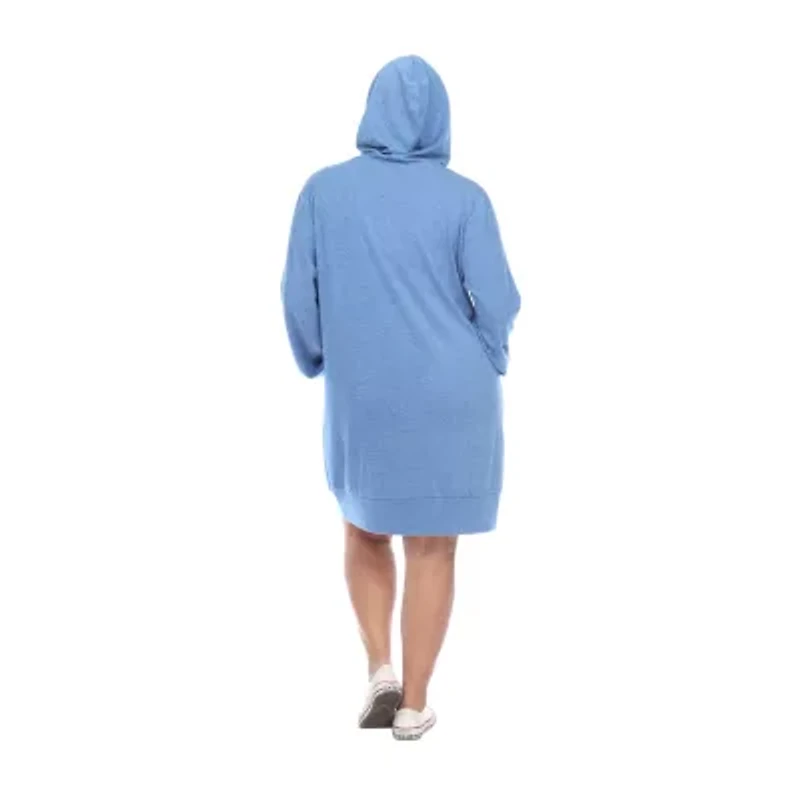 White Mark Womens-Plus Long Sleeve Sweatshirt Dress