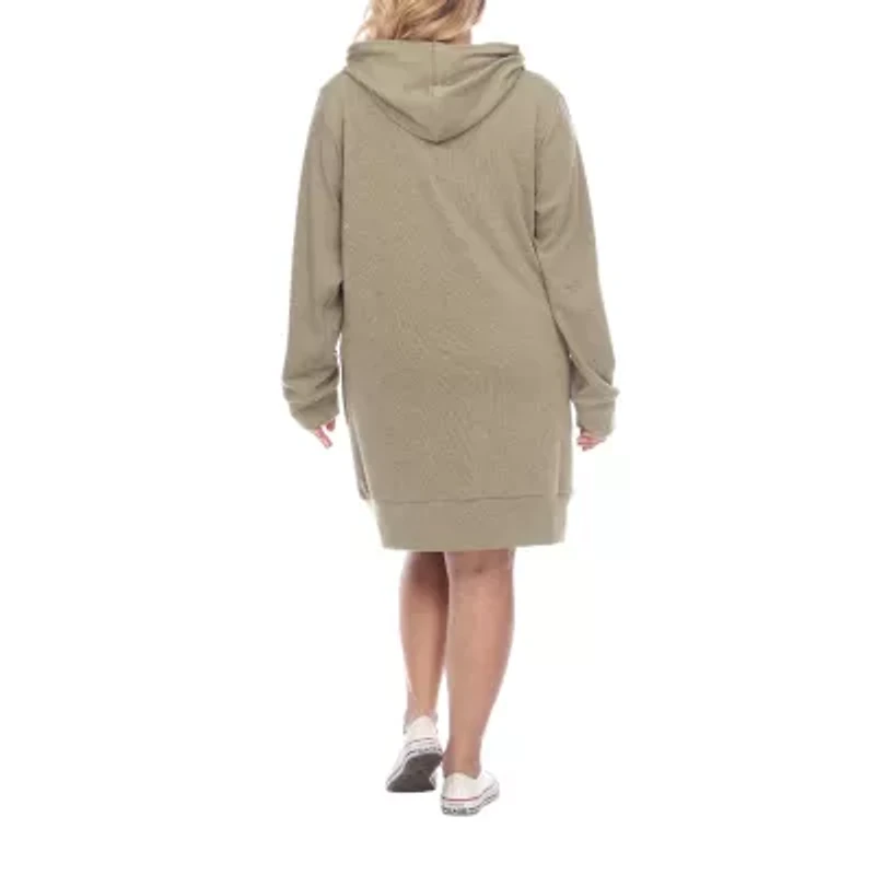 White Mark Womens-Plus Long Sleeve Sweatshirt Dress