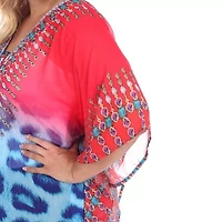 White Mark-Plus Womens Split Tie Neck 3/4 Sleeve Tunic Top