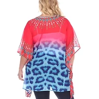 White Mark-Plus Womens Split Tie Neck 3/4 Sleeve Tunic Top