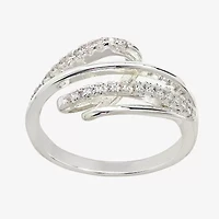 Sparkle Allure Womens 2MM Cubic Zirconia Pure Silver Over Brass Crossover Band