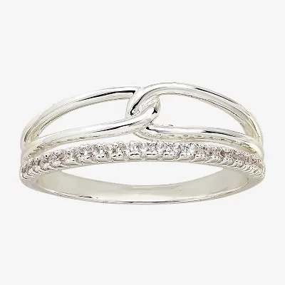 Sparkle Allure Womens 2MM Cubic Zirconia Pure Silver Over Brass Band