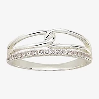 Sparkle Allure Womens 2MM Cubic Zirconia Pure Silver Over Brass Band