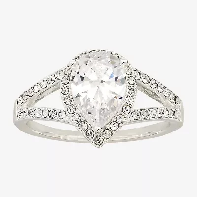 Sparkle Allure Womens Cubic Zirconia Pure Silver Over Brass Pear Engagement Ring