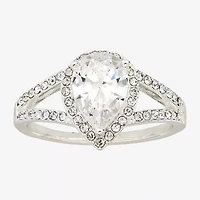 Sparkle Allure Womens Cubic Zirconia Pure Silver Over Brass Pear Engagement Ring