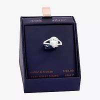 Sparkle Allure Womens Cubic Zirconia Pure Silver Over Brass Pear Engagement Ring