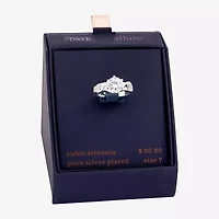 Sparkle Allure Womens Cubic Zirconia Pure Silver Over Brass Round Engagement Ring