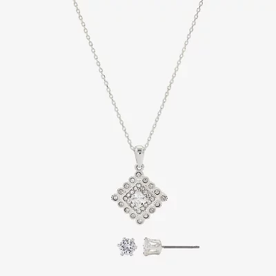 Sparkle Allure Womens Cubic Zirconia Pure Silver Over Brass Diamond 2-pc. Jewelry Set