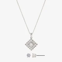 Sparkle Allure Womens Cubic Zirconia Pure Silver Over Brass Diamond 2-pc. Jewelry Set