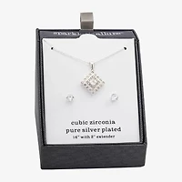 Sparkle Allure Womens Cubic Zirconia Pure Silver Over Brass Diamond 2-pc. Jewelry Set
