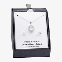 Sparkle Allure Womens Cubic Zirconia Pure Silver Over Brass Oval 2-pc. Jewelry Set