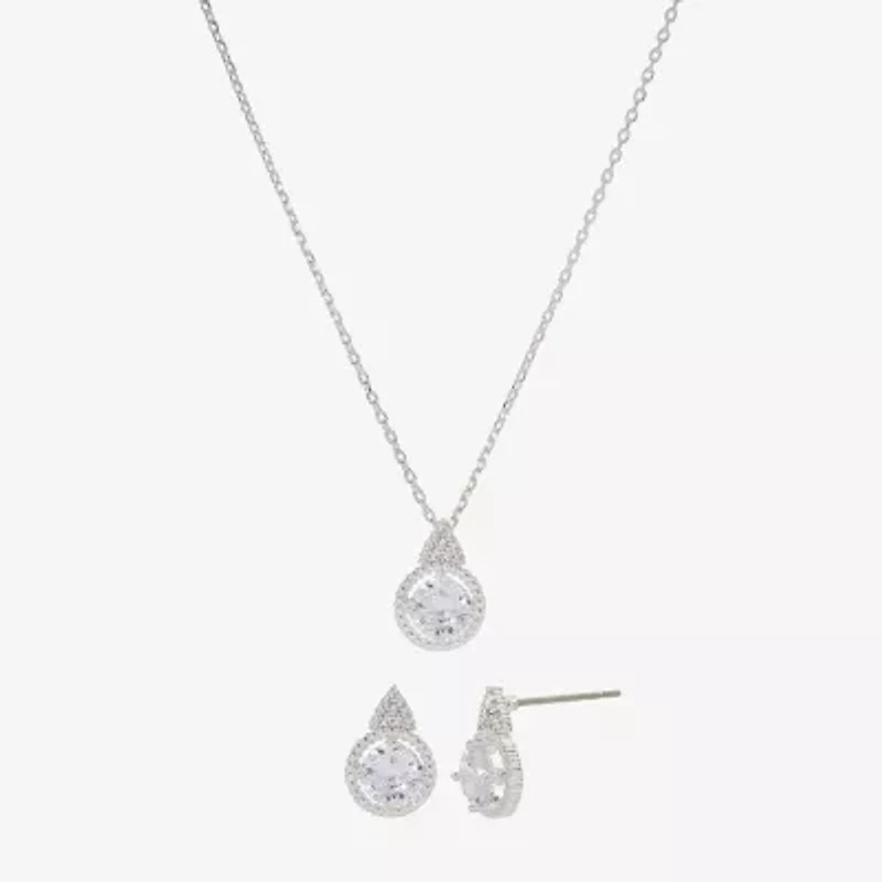 Sparkle Allure Womens Cubic Zirconia Pure Silver Over Brass 2-pc. Jewelry Set