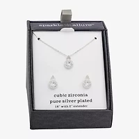 Sparkle Allure Womens Cubic Zirconia Pure Silver Over Brass 2-pc. Jewelry Set