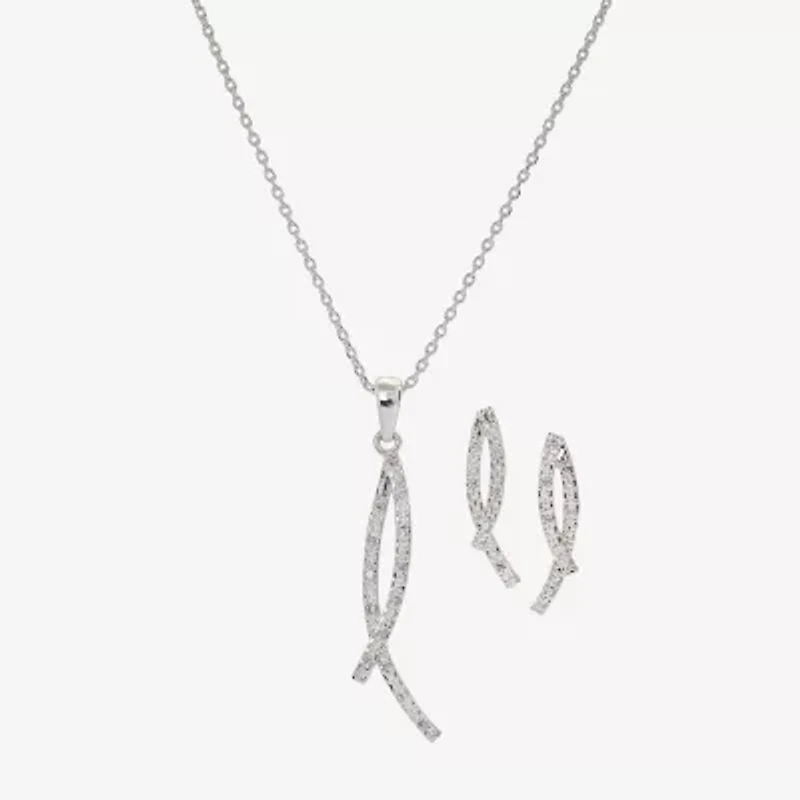 Sparkle Allure Womens Cubic Zirconia Pure Silver Over Brass 2-pc. Jewelry Set