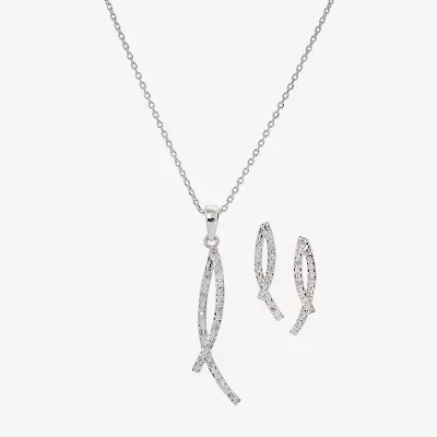 Sparkle Allure Womens Cubic Zirconia Pure Silver Over Brass 2-pc. Jewelry Set