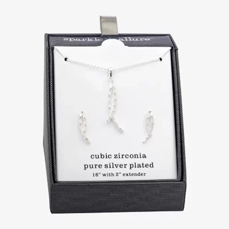 Sparkle Allure Womens Cubic Zirconia Pure Silver Over Brass 2-pc. Jewelry Set